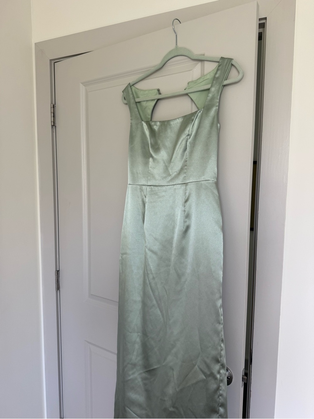 Azazie Flori Metallic Satin Bridesmaid Dress | Dusty Sage | Size A4
